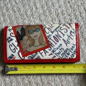 Brighton Red and White Graphic Wallet